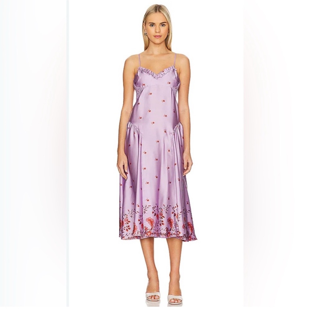 NWOT Free People / Intimately FP On My Own Midi Slip Dress Size XS Ruffle Lilac